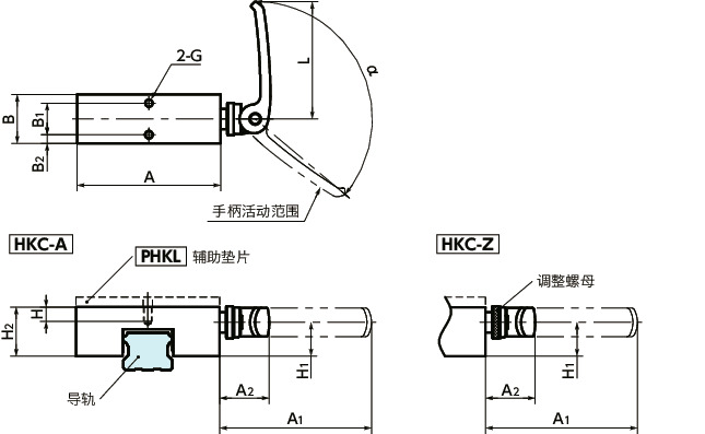 HKC导轨库浪霸 - 手动型 - 低成本型寸法図