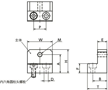NLSDNS直线导轨用止动块 - 底座固定 - 定位用（带细牙螺纹孔） - 不锈钢制寸法図