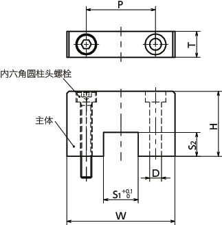 NLSE直线导轨用止动块 - 底座固定 - 钢制寸法図