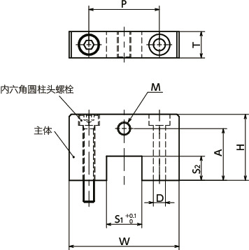 NLSENS直线导轨用止动块 - 底座固定 - 定位用（带细牙螺纹孔） - 不锈钢制寸法図